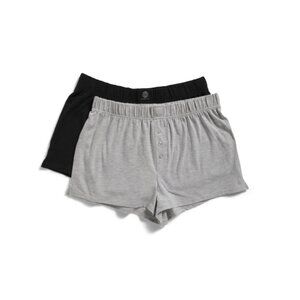 DANSKIN Heather Grey Black 2pk Organic Cotton Blend Shorts